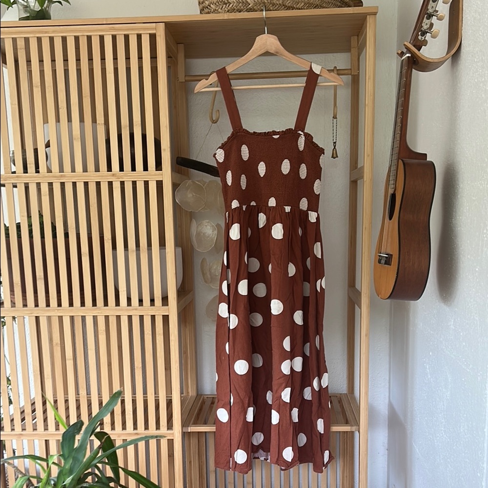 By the River Polka Dot Smocked Midi Dress – Size M